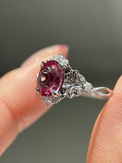 Twilight Empress Non-traditional Engagement Ring with oval lab alexandrite 14K gold