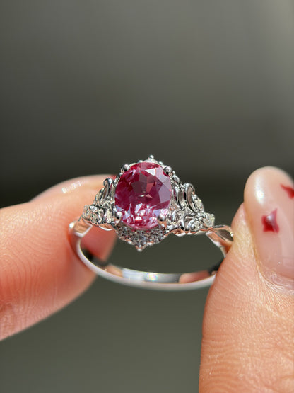 Twilight Empress Non-traditional Engagement Ring with oval lab alexandrite 14K gold