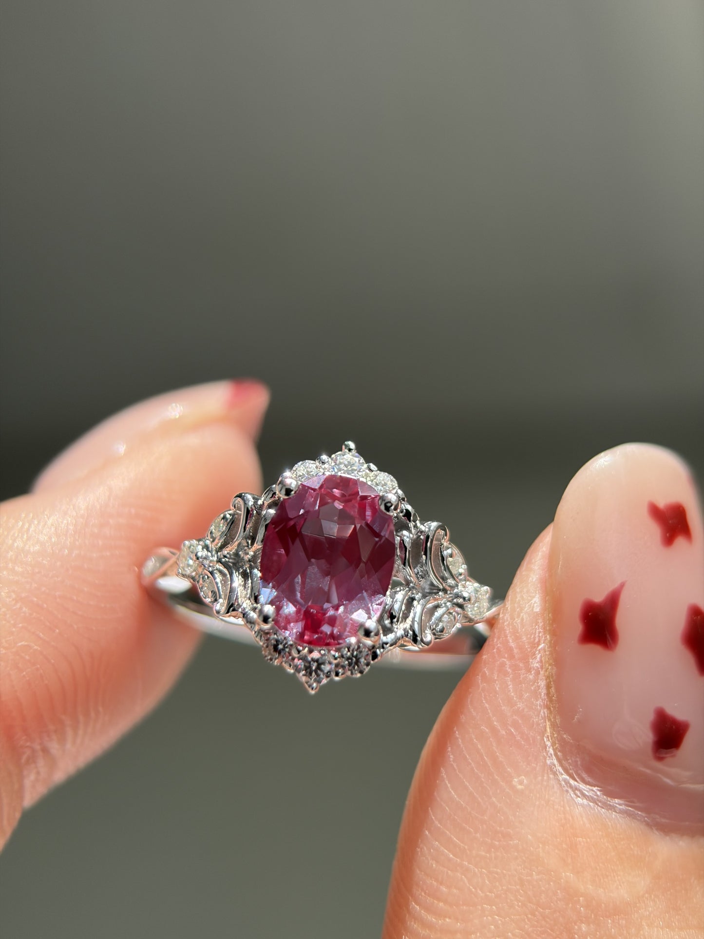 Twilight Empress Non-traditional Engagement Ring with oval lab alexandrite 14K gold