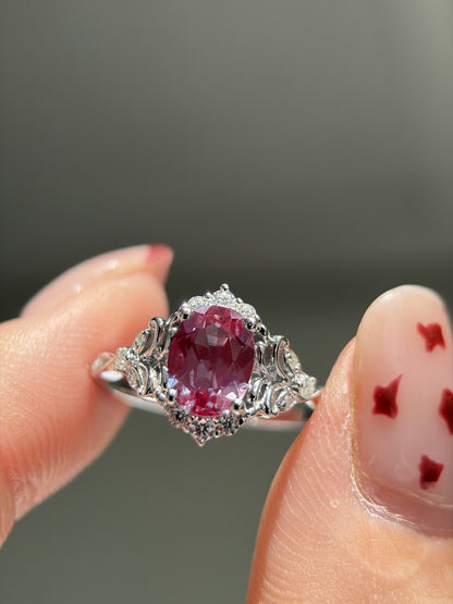 Twilight Empress Non-traditional Engagement Ring with oval lab alexandrite 14K gold