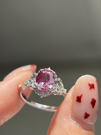 Twilight Empress Non-traditional Engagement Ring with oval lab alexandrite 14K gold