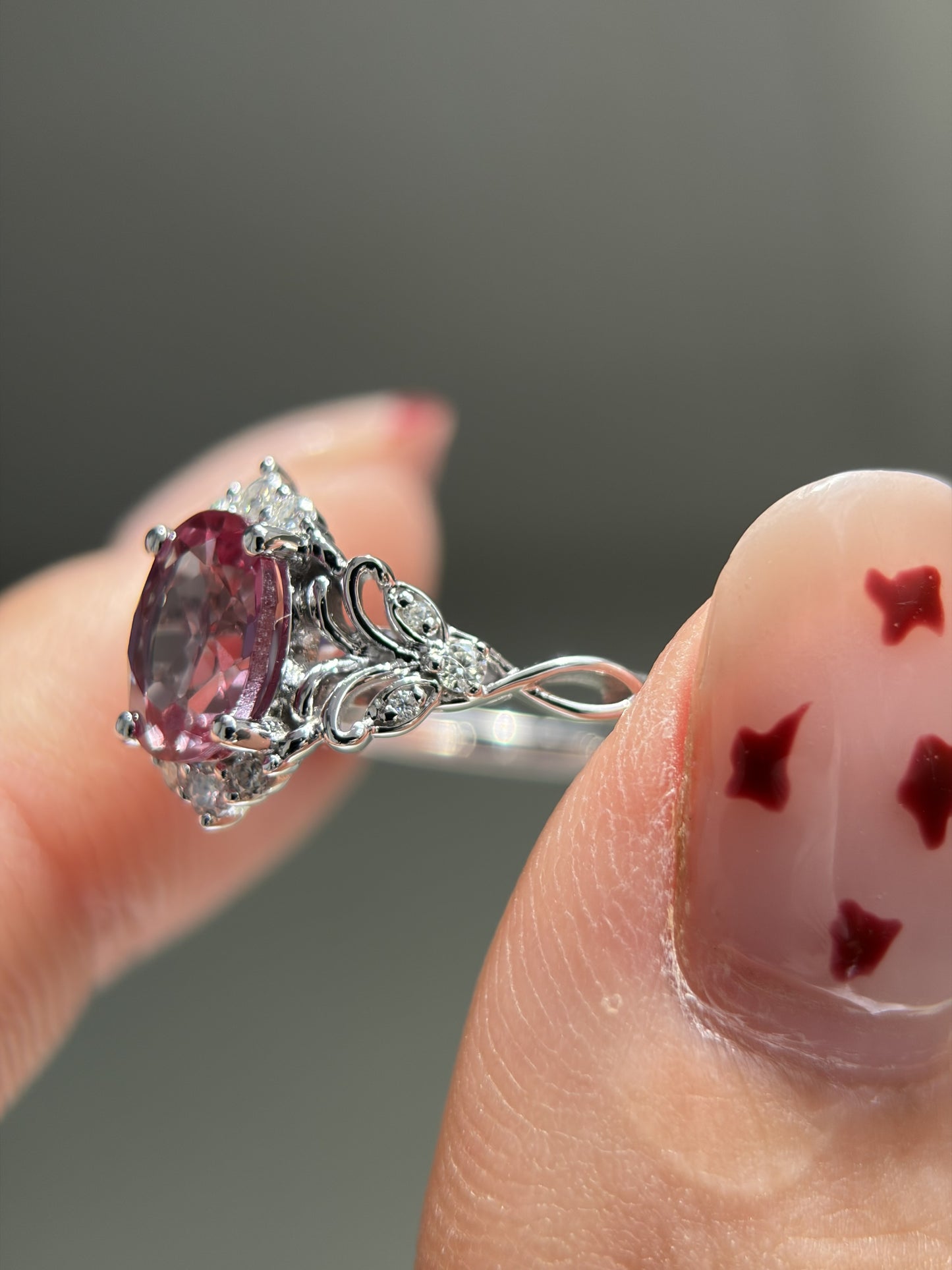Twilight Empress Non-traditional Engagement Ring with oval lab alexandrite 14K gold