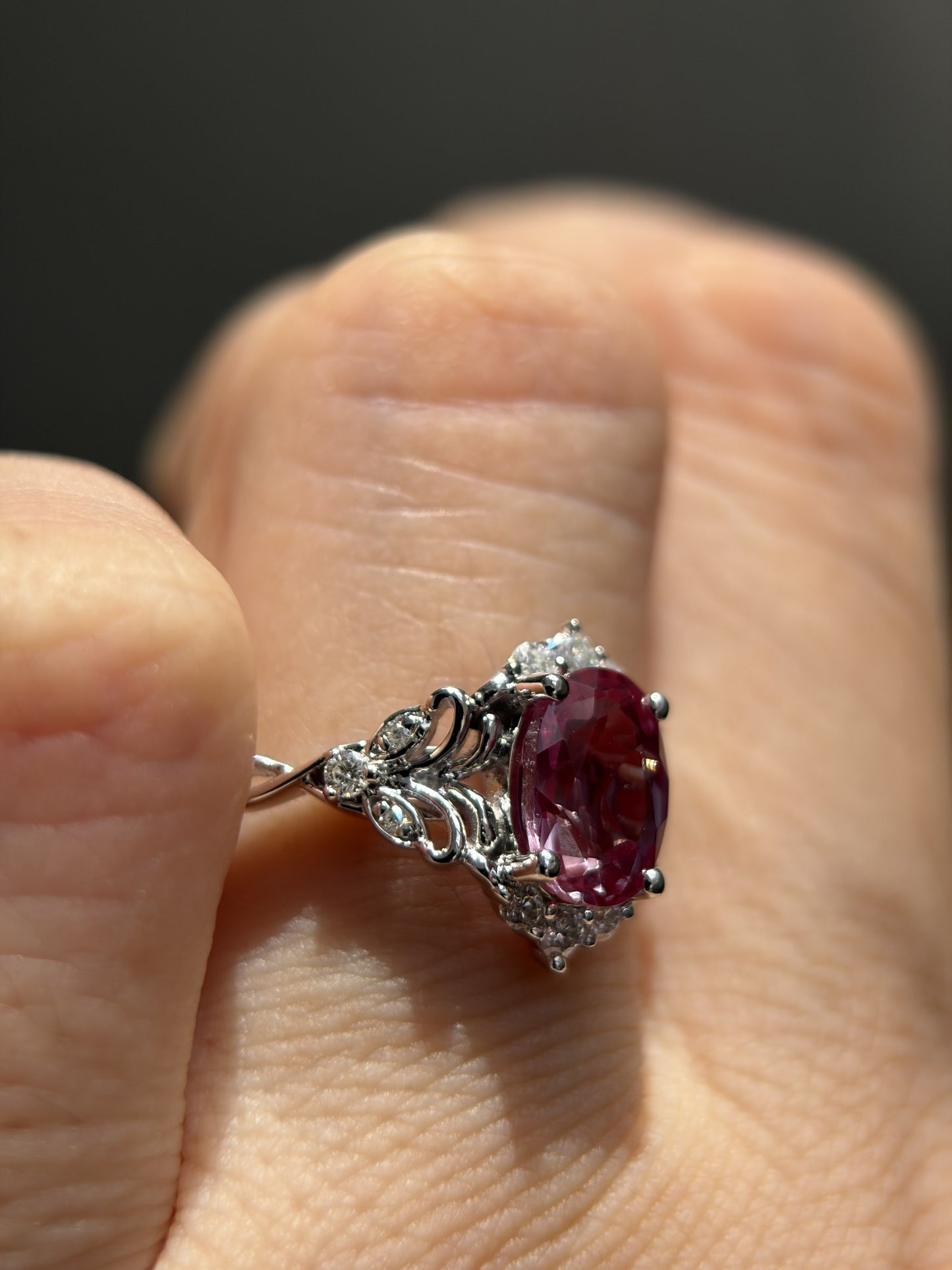 Twilight Empress Non-traditional Engagement Ring with oval lab alexandrite 14K gold